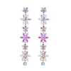 1 Pair Cute Shiny Flower Inlay Alloy Rhinestones Drop Earrings