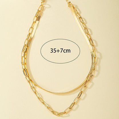 Ig Style Cool Style Solid Color Alloy Plating 14k Gold Plated Women's Double Layer Necklaces