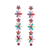 1 Pair Cute Shiny Flower Inlay Alloy Rhinestones Drop Earrings