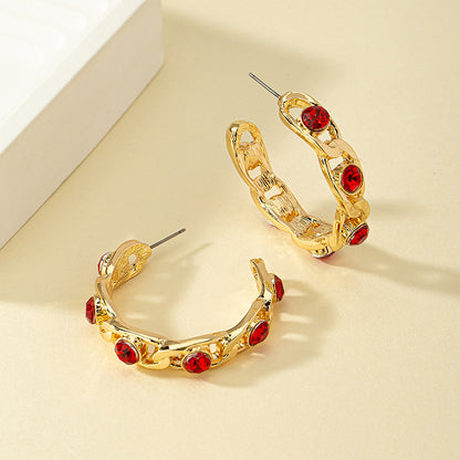 1 Pair Simple Style Classic Style Commute C Shape Plating Inlay Alloy Artificial Diamond 14k Gold Plated Ear Studs