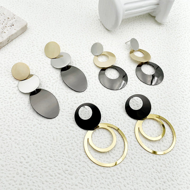 1 Pair Elegant Simple Style Oval Plating Stainless Steel Gold Plated Drop Earrings