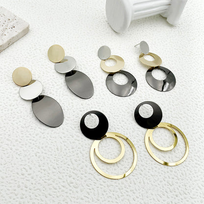 1 Pair Elegant Simple Style Oval Plating Stainless Steel Gold Plated Drop Earrings