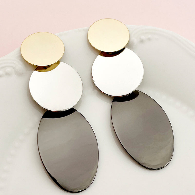 1 Pair Elegant Simple Style Oval Plating Stainless Steel Gold Plated Drop Earrings