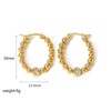 1 Pair Basic Oval Polishing Plating Inlay Stainless Steel Zircon 18k Gold Plated Earrings