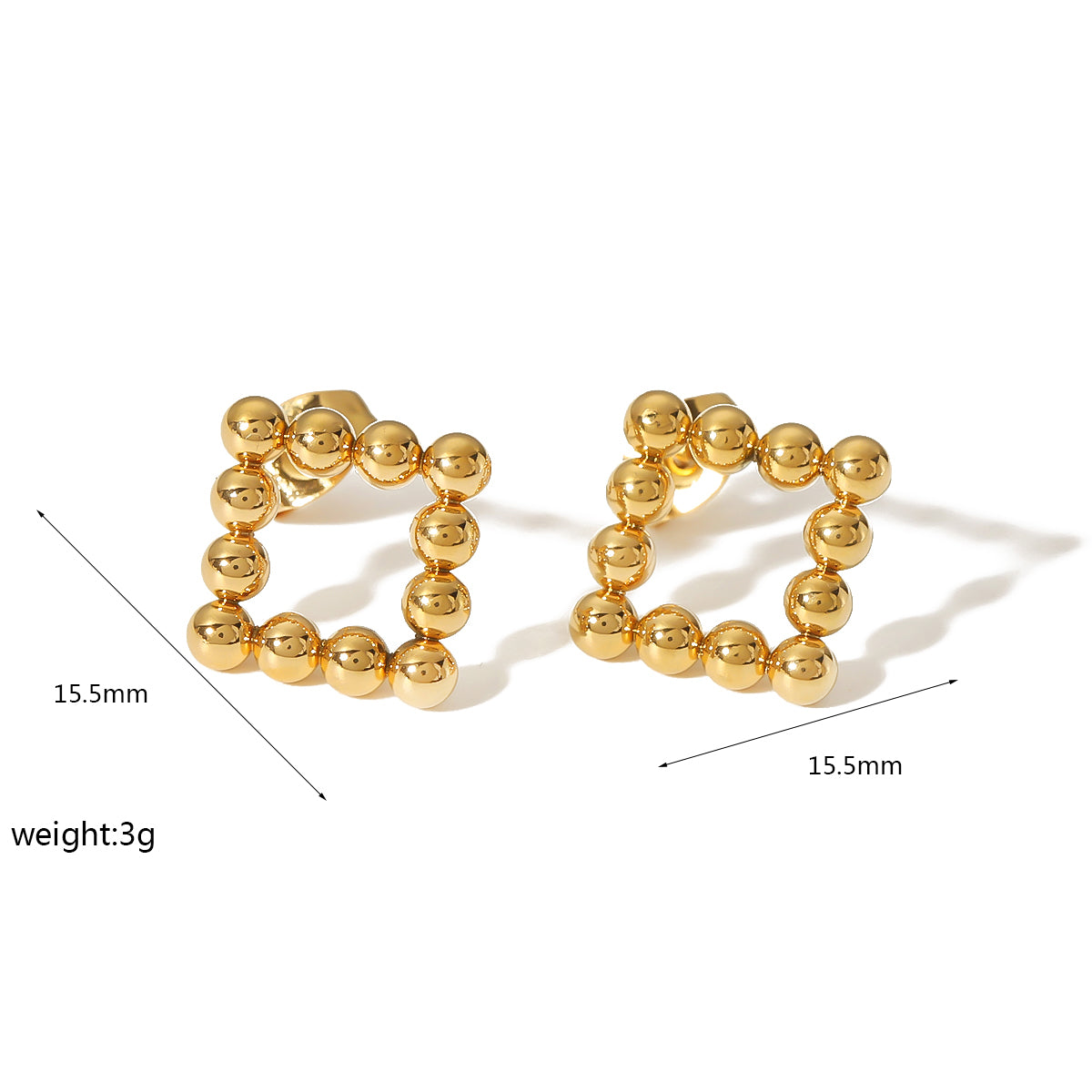 1 Pair Retro Quadrilateral Round Heart Shape Polishing Plating Stainless Steel 18k Gold Plated Earrings