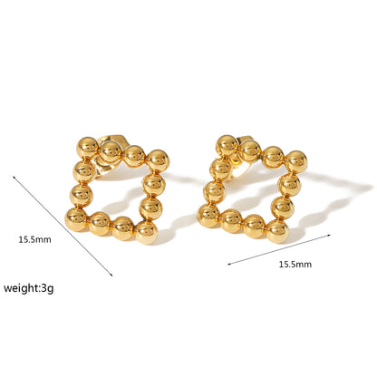 1 Pair Retro Quadrilateral Round Heart Shape Polishing Plating Stainless Steel 18k Gold Plated Earrings