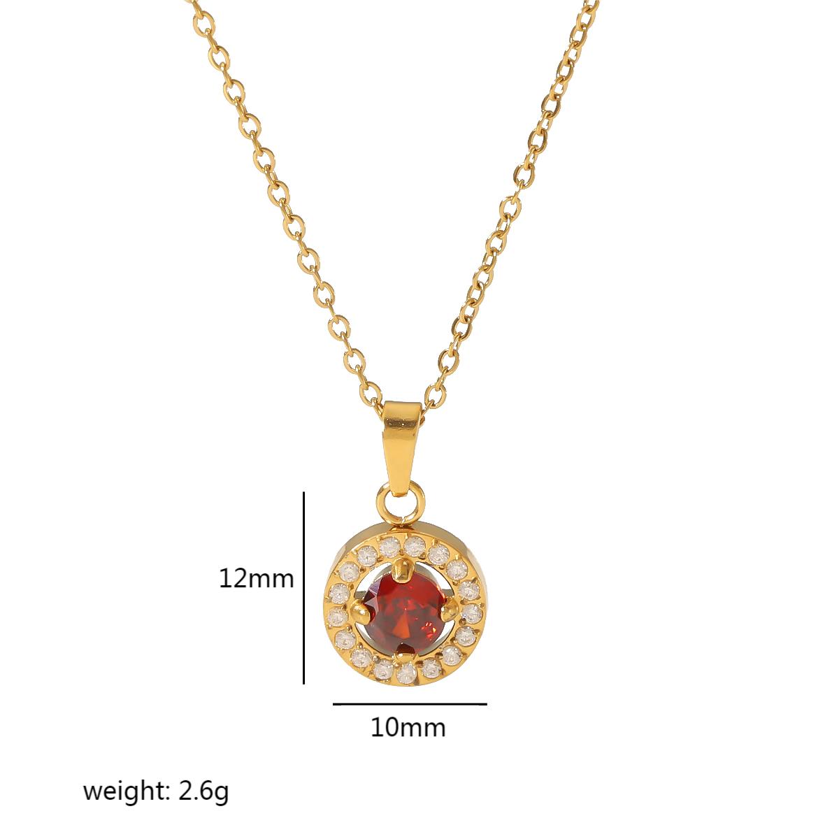 Elegant Retro Quadrilateral Heart Shape Stainless Steel Plating Inlay Zircon 18k Gold Plated Pendant Necklace