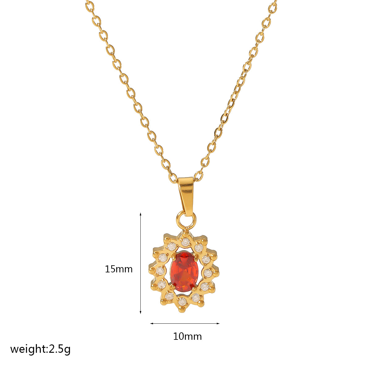 Elegant Retro Quadrilateral Heart Shape Stainless Steel Plating Inlay Zircon 18k Gold Plated Pendant Necklace