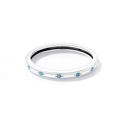 Simple Style Round Star Sterling Silver Inlay Zircon Rings