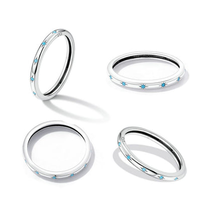 Simple Style Round Star Sterling Silver Inlay Zircon Rings