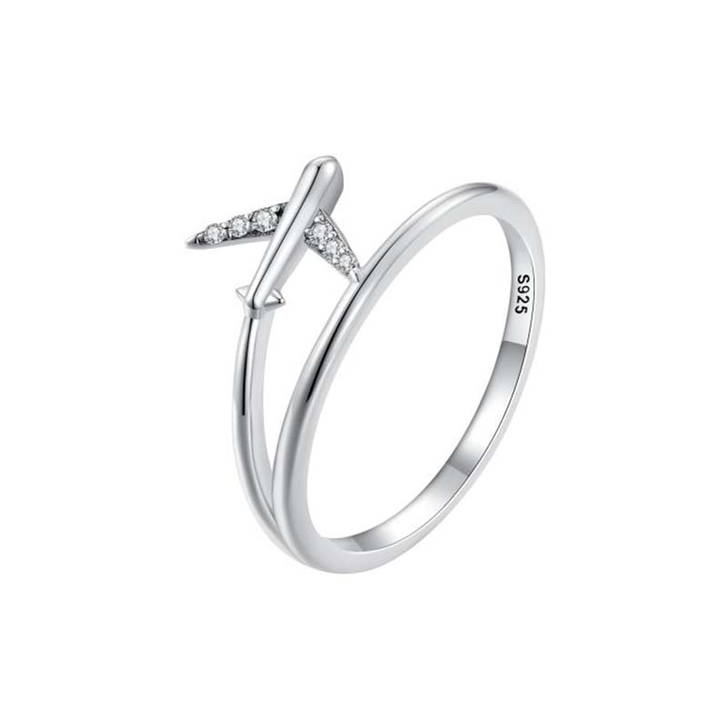 Casual Airplane Sterling Silver Zircon Rings In Bulk