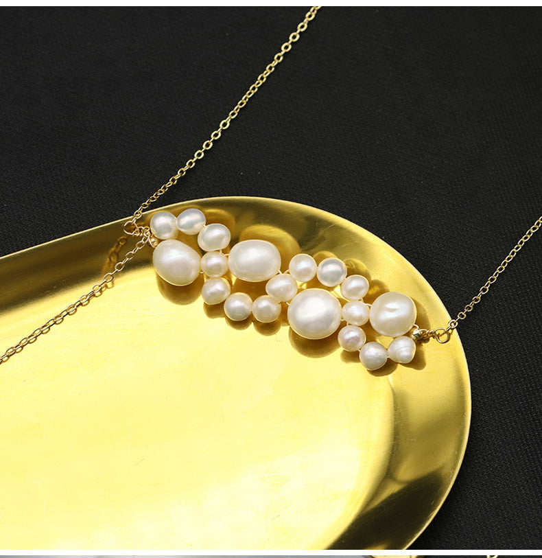 Retro Round Freshwater Pearl Copper Plating 18k Gold Plated Necklace
