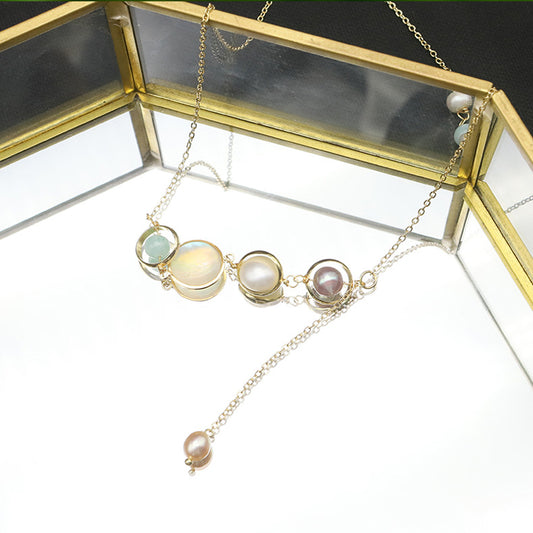 Retro Round Freshwater Pearl Copper Plating 18k Gold Plated Pendant Necklace