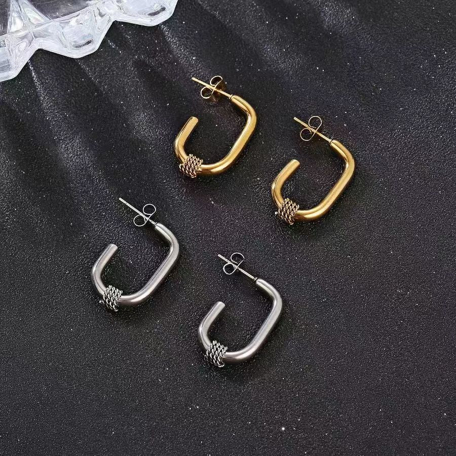 1 Pair Basic Geometric Plating Stainless Steel 18k Gold Plated Earrings