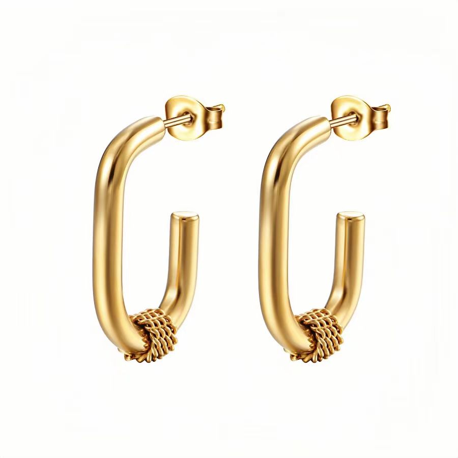 1 Pair Basic Geometric Plating Stainless Steel 18k Gold Plated Earrings