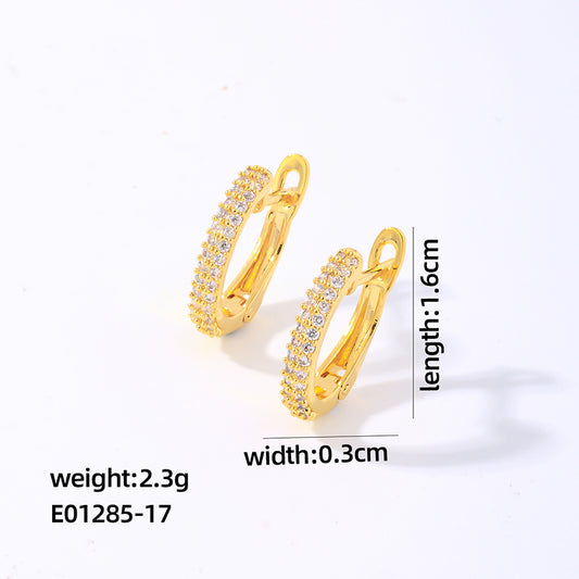 1 Pair Casual Simple Style Shiny Circle Plating Inlay Copper Zircon White Gold Plated Gold Plated Hoop Earrings