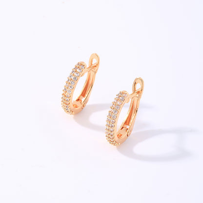 1 Pair Casual Simple Style Shiny Circle Plating Inlay Copper Zircon White Gold Plated Gold Plated Hoop Earrings