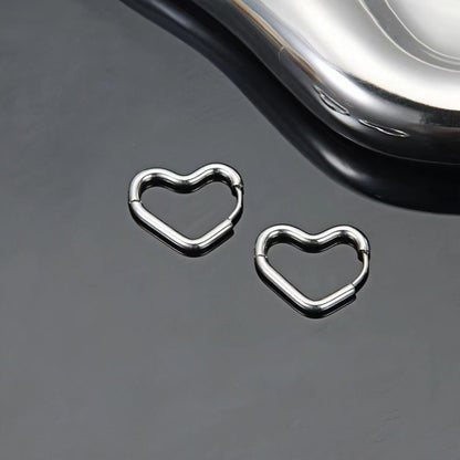 1 Pair Simple Style Heart Shape Plating Metal Stainless Steel 18k Gold Plated Hoop Earrings