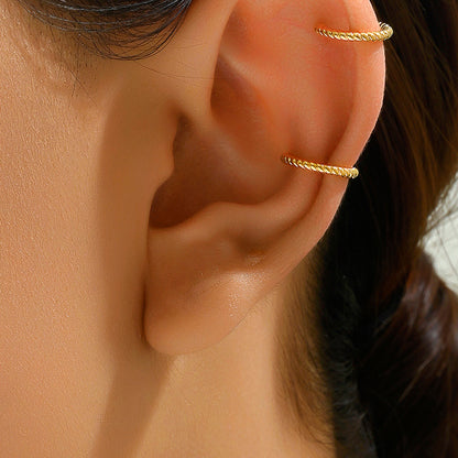 1 Pair Punk Cool Style C Shape Solid Color Plating Copper 18k Gold Plated Ear Cuffs