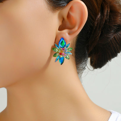 1 Pair Elegant Luxurious Shiny Geometric Flower Plating Inlay Zinc Alloy Rhinestones Ear Studs