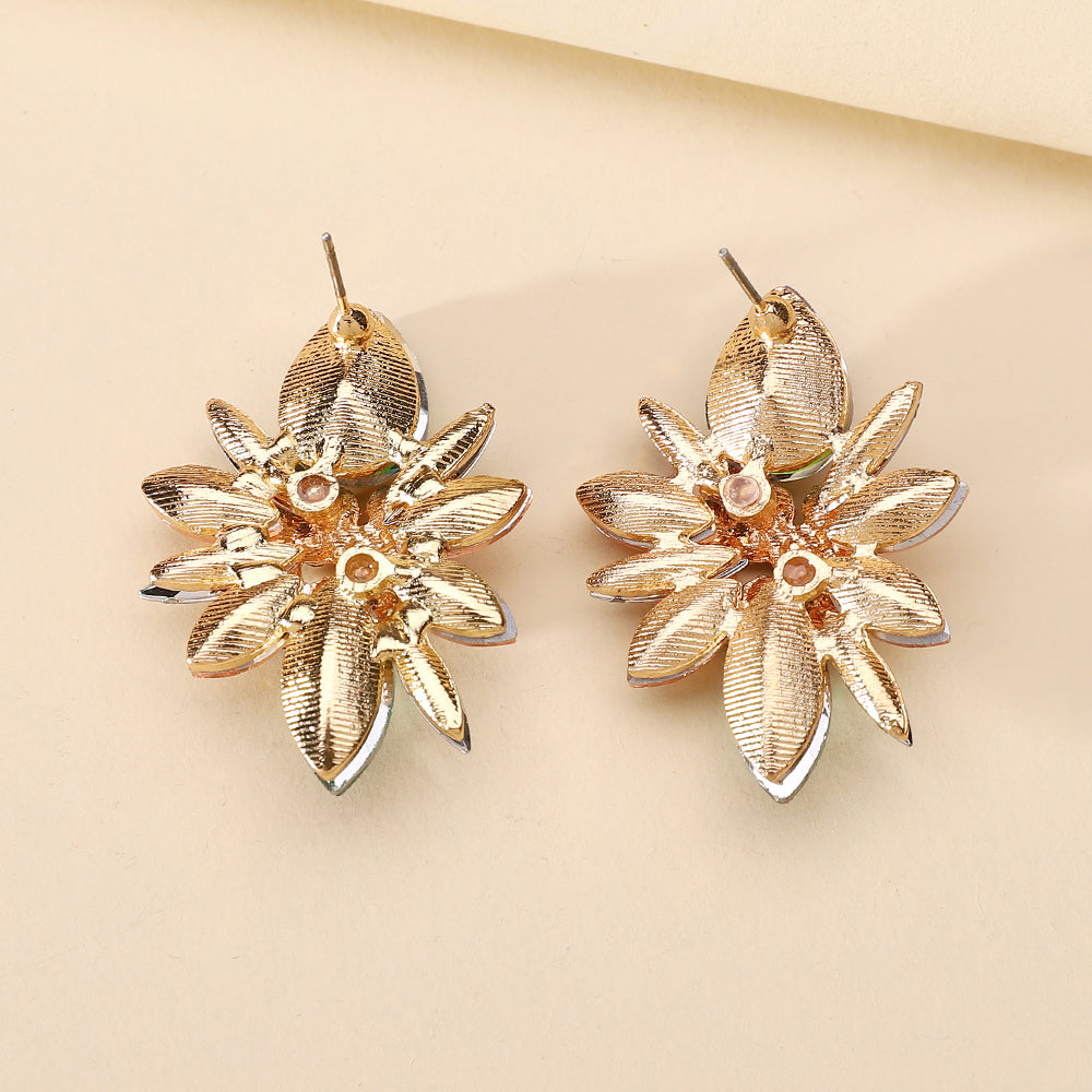 1 Pair Elegant Luxurious Shiny Geometric Flower Plating Inlay Zinc Alloy Rhinestones Ear Studs