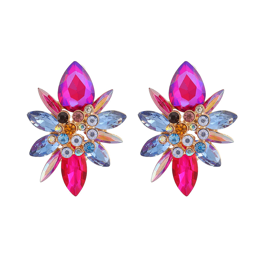 1 Pair Elegant Luxurious Shiny Geometric Flower Plating Inlay Zinc Alloy Rhinestones Ear Studs