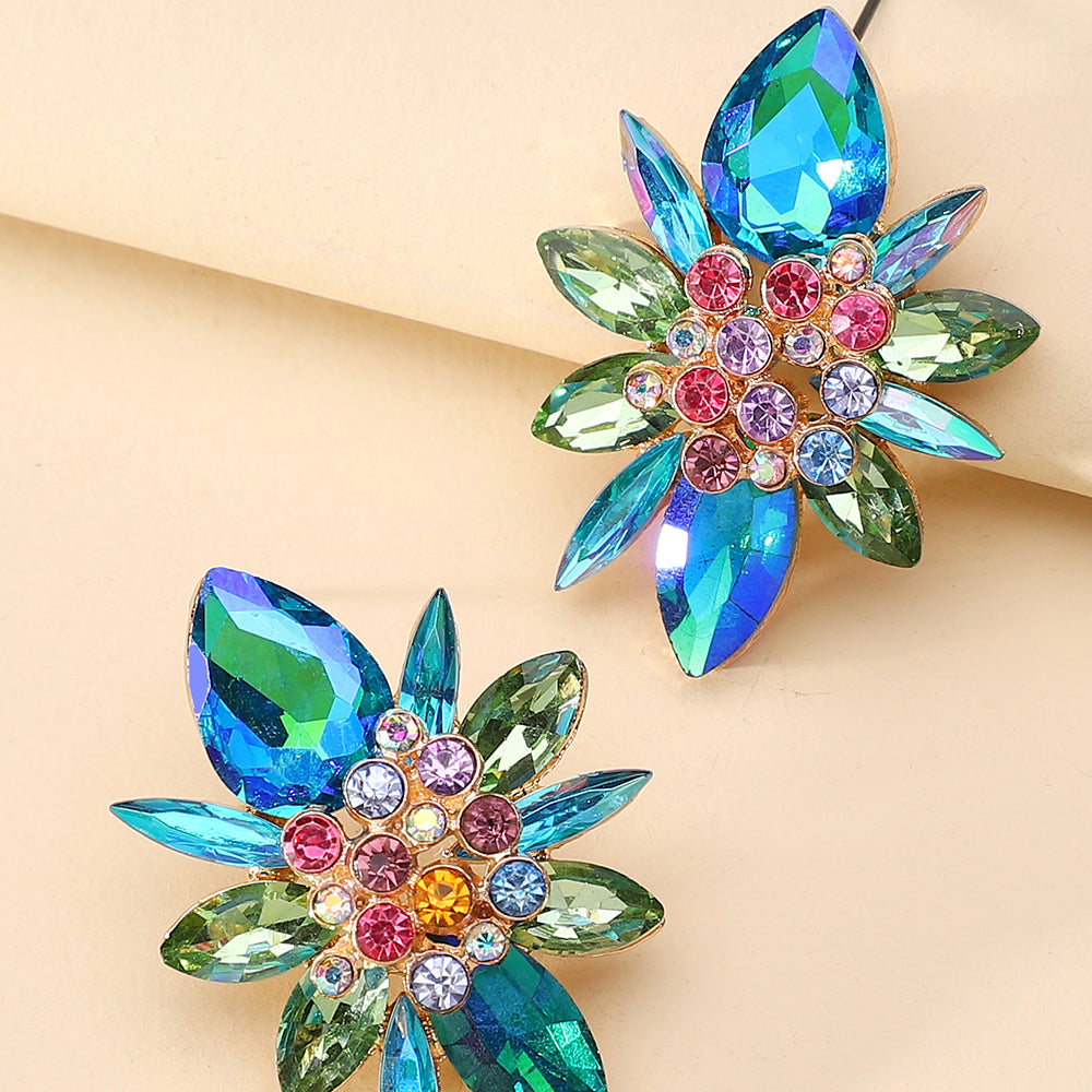 1 Pair Elegant Luxurious Shiny Geometric Flower Plating Inlay Zinc Alloy Rhinestones Ear Studs