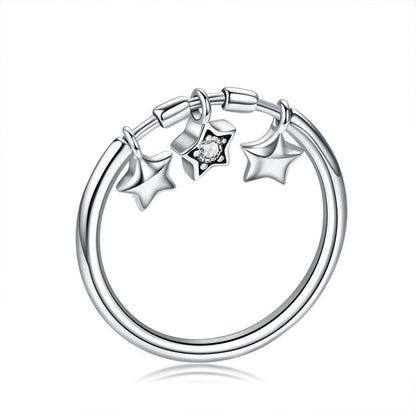 Casual Colorful Star Flower Sterling Silver Zircon Rings In Bulk