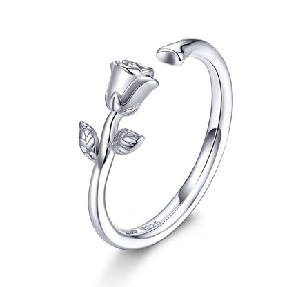 Casual Heart Shape Rose Sterling Silver Zircon Open Rings In Bulk