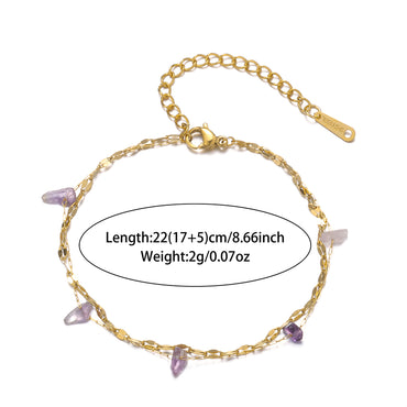 Fairy Style Sweet Artistic Irregular Stainless Steel Natural Stone Plating 18k Gold Plated Women's Anklet
