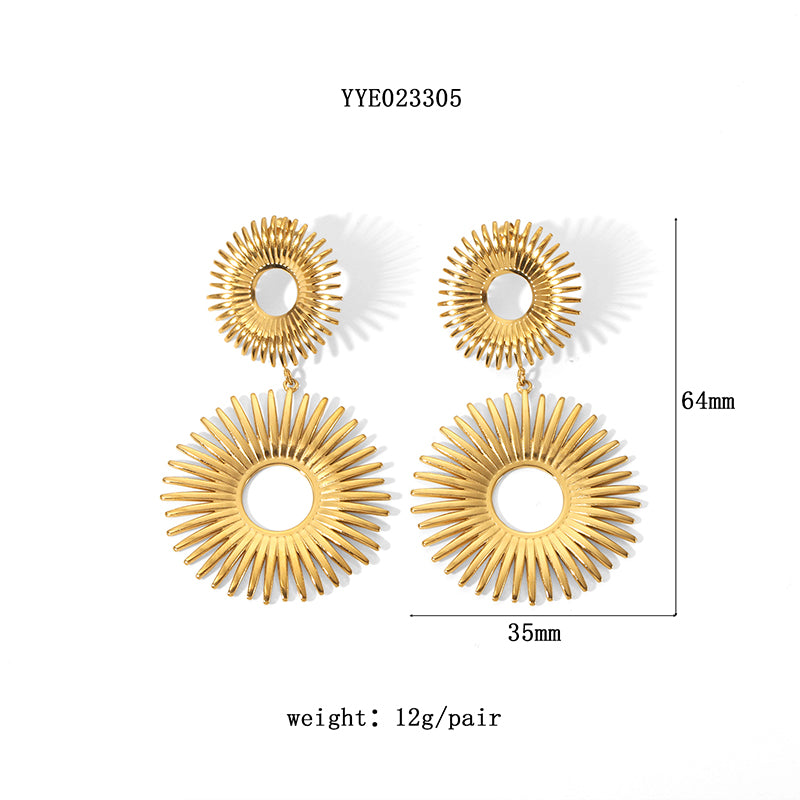 1 Pair Simple Style Classic Style Flower Plating Stainless Steel 18k Gold Plated Drop Earrings