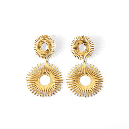 1 Pair Simple Style Classic Style Flower Plating Stainless Steel 18k Gold Plated Drop Earrings