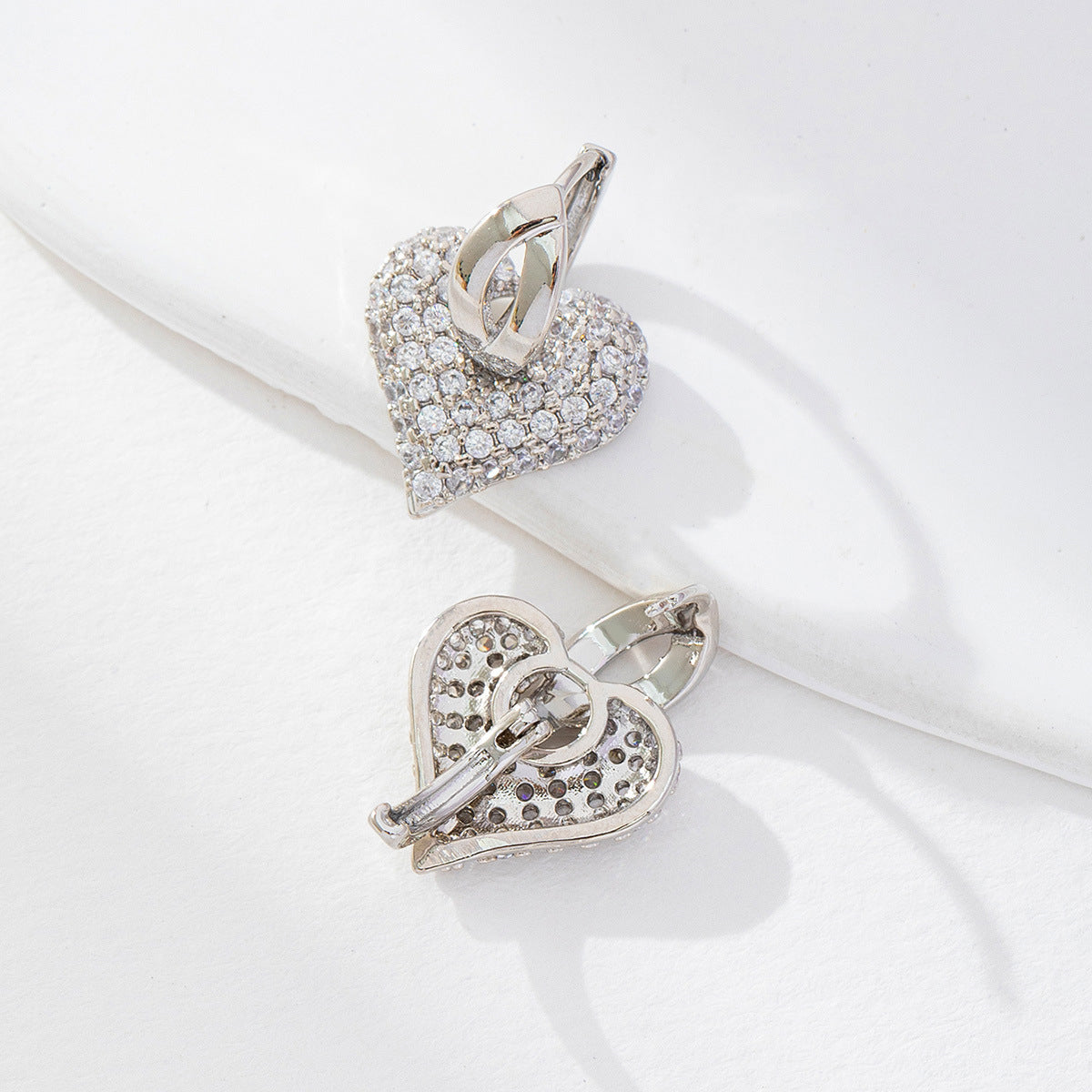 1 Pair Sweet Heart Shape Plating Inlay Copper Zircon Earrings