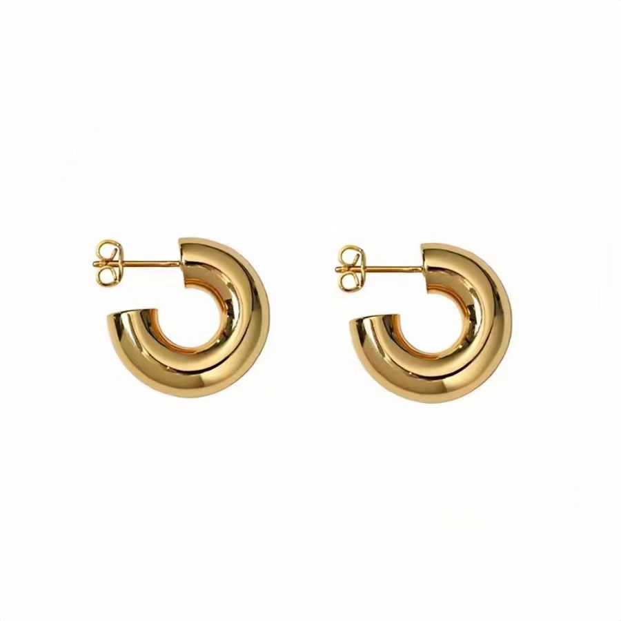 1 Pair Simple Style C Shape Plating Stainless Steel 18k Gold Plated Ear Studs