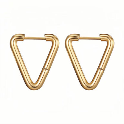 1 Pair Elegant Geometric Solid Color Plating Stainless Steel 18k Gold Plated Hoop Earrings