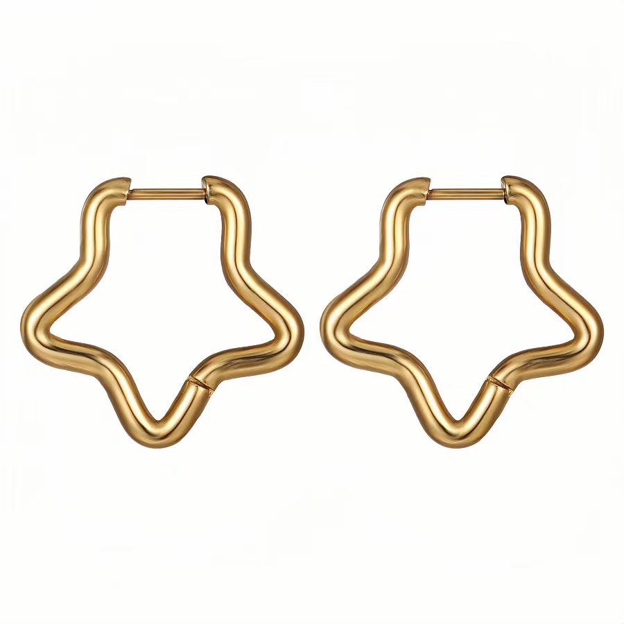 1 Pair Simple Style Pentagram Plating Stainless Steel 18k Gold Plated Earrings