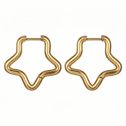 1 Pair Simple Style Pentagram Plating Stainless Steel 18k Gold Plated Earrings