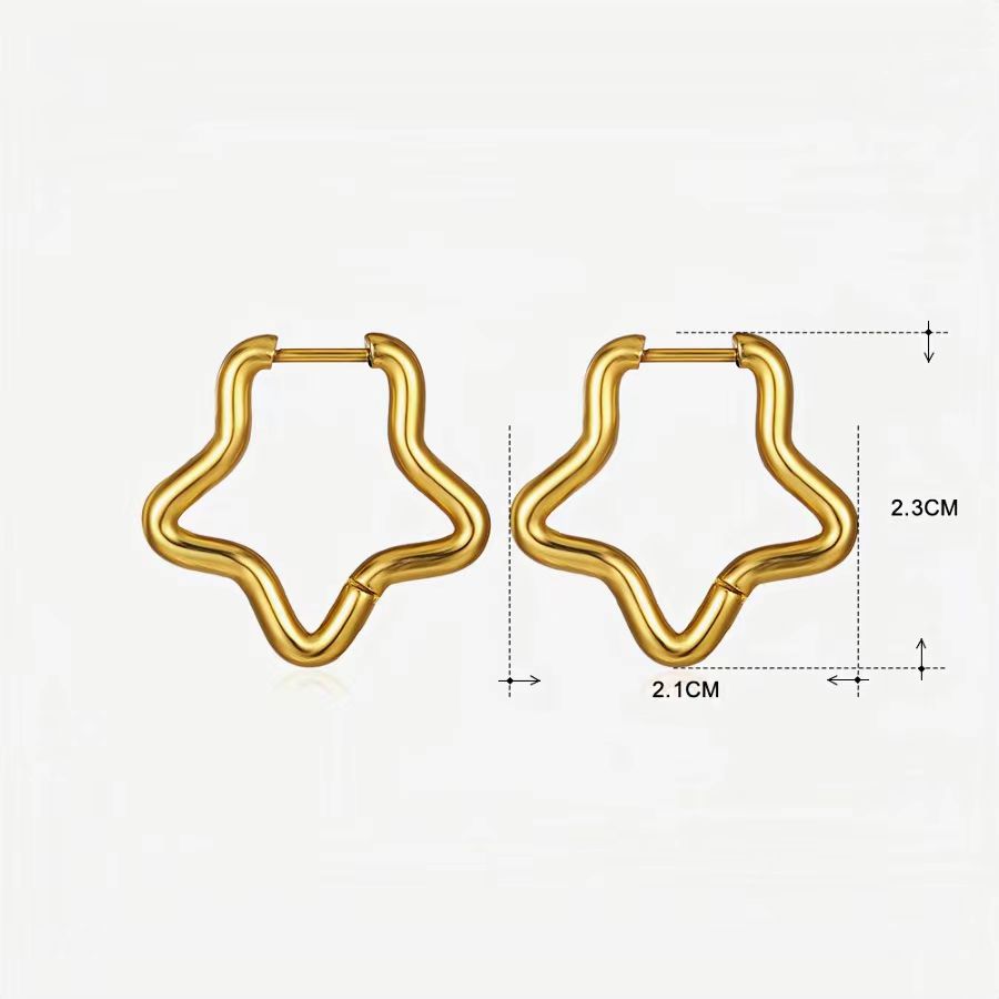 1 Pair Simple Style Pentagram Plating Stainless Steel 18k Gold Plated Earrings