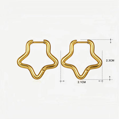 1 Pair Simple Style Pentagram Plating Stainless Steel 18k Gold Plated Earrings