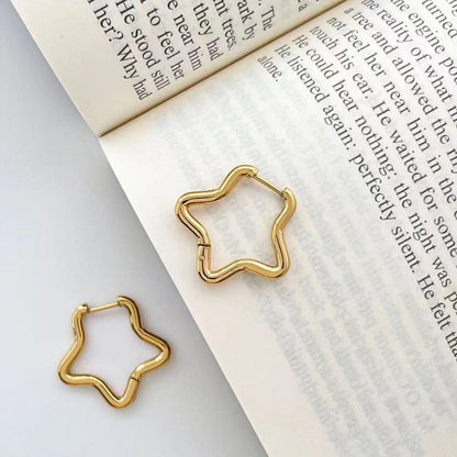 1 Pair Simple Style Pentagram Plating Stainless Steel 18k Gold Plated Earrings