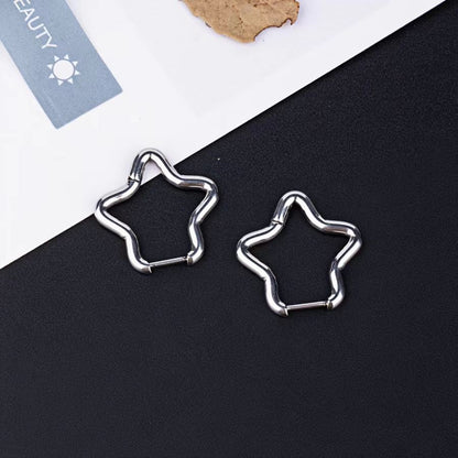 1 Pair Simple Style Pentagram Plating Stainless Steel 18k Gold Plated Earrings