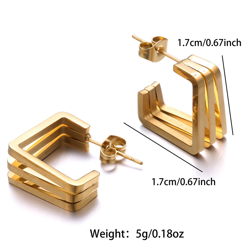 1 Pair Simple Style C Shape Plating Stainless Steel 18k Gold Plated Ear Studs