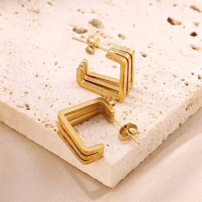 1 Pair Simple Style C Shape Plating Stainless Steel 18k Gold Plated Ear Studs