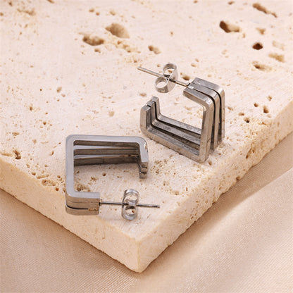 1 Pair Simple Style C Shape Plating Stainless Steel 18k Gold Plated Ear Studs