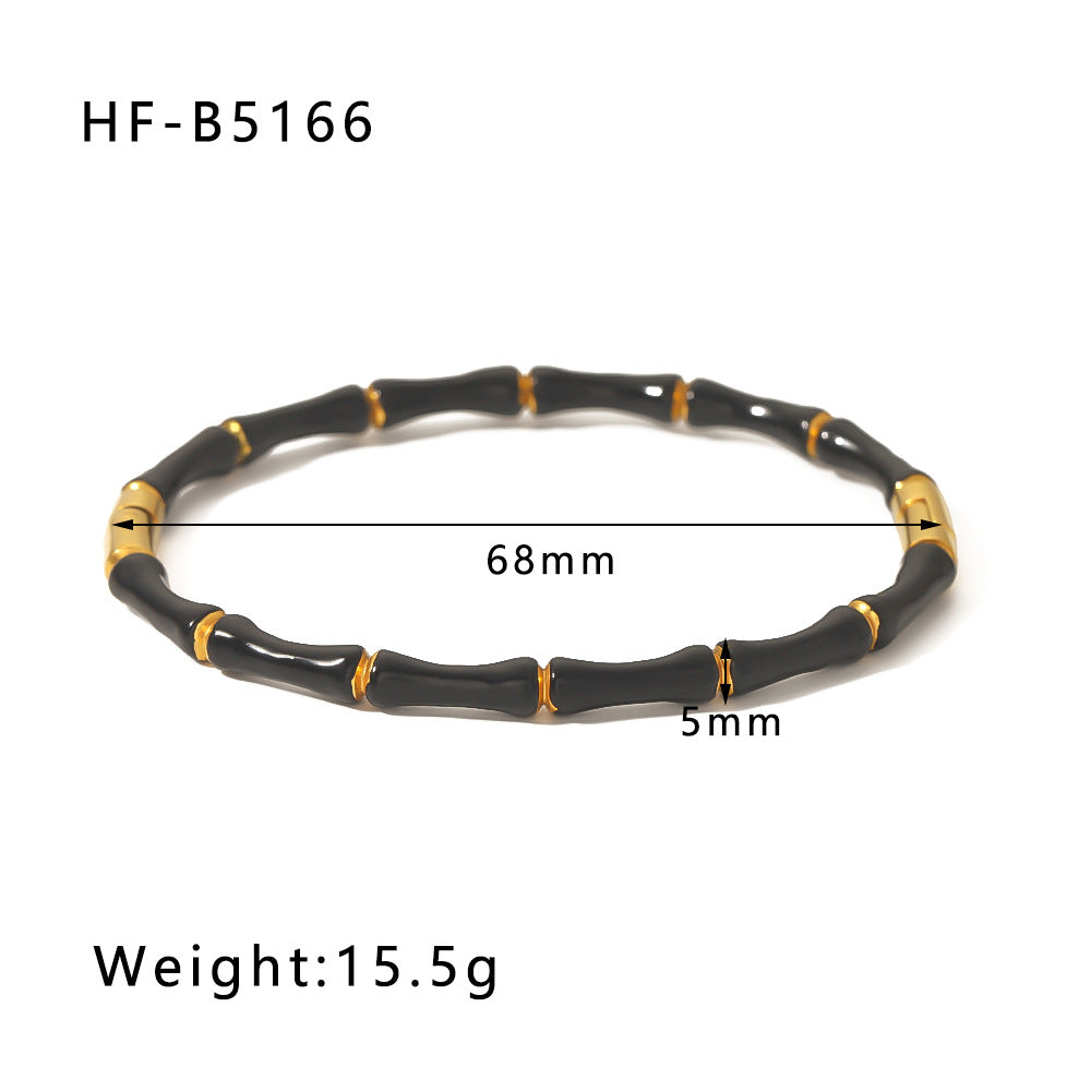 Retro Classic Style Solid Color Stainless Steel Plating Bangle