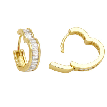 1 Pair Sweet Heart Shape Plating Inlay Alloy Zircon Gold Plated Hoop Earrings