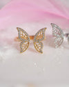 Sweet Butterfly Copper Plating Inlay Zircon Gold Plated Open Rings