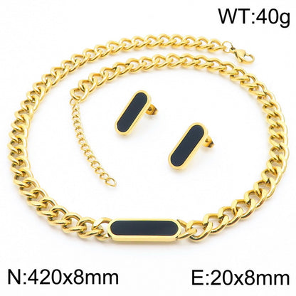 Fashion Thick Chain Solid Color Stainless Steel Necklace Bracelet Set Wholesale Gooddiy