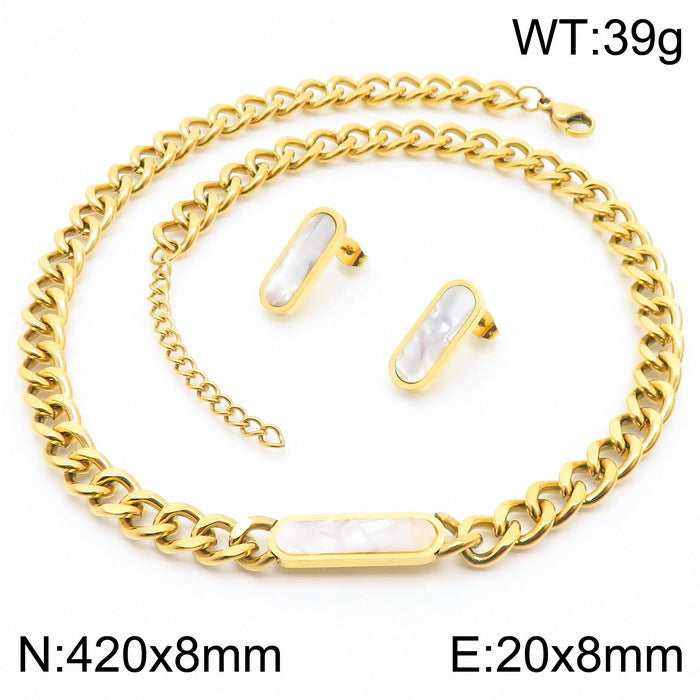 Fashion Thick Chain Solid Color Stainless Steel Necklace Bracelet Set Wholesale Gooddiy