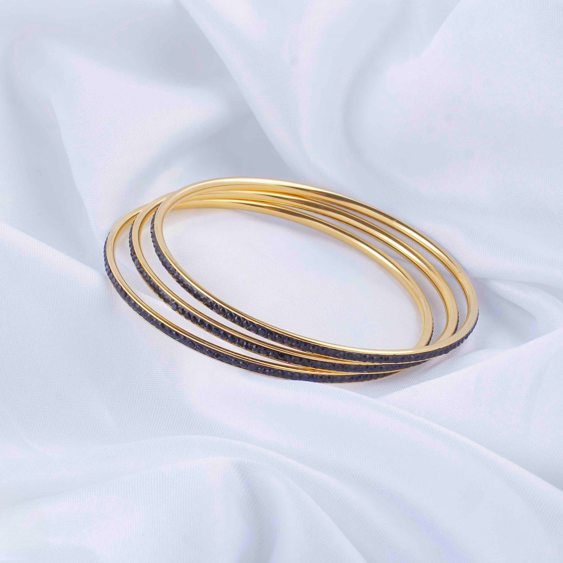 Wholesale Casual Classic Style Geometric Solid Color Stainless Steel Plating Inlay Gold Plated Rhinestones Bangle